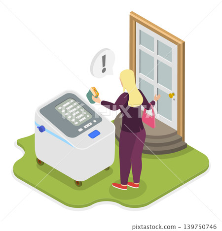 3D Isometric Flat Vector Illustration of Electric Servant Services, Humanoid Machine. Item 3 3D Isometric Flat Vector Illustration of Electric Servant Services, Humanoid Machine. Item 3 139750746