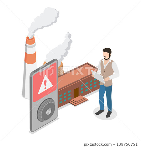 3D Isometric Flat Vector Illustration of Air Quality Awareness, Environment Protection Measures. Item 2 3D Isometric Flat Vector Illustration of Air Quality Awareness, Environment Protection Measures. Item 2 139750751