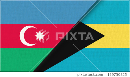 Azerbaijan and Bahamas islands flags on fabric texture for sport and diplomacy 139750825