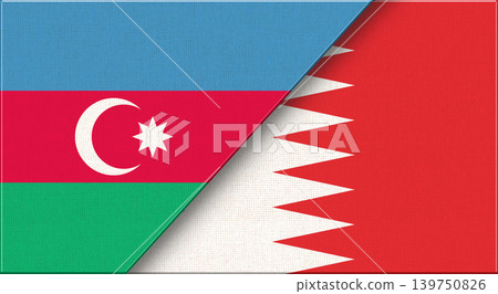 Azerbaijan and Bahrain flags on fabric texture for sport and diplomacy 139750826