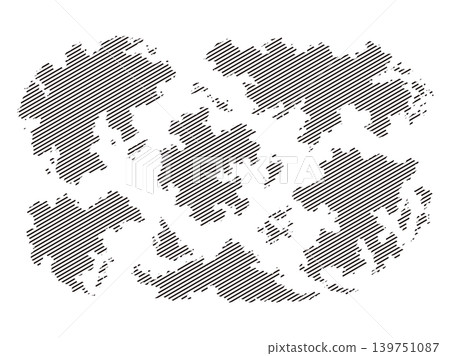 A fictional world map with a diagonal line pattern (vector illustration) A fictional world map with a diagonal line pattern (vector illustration) 139751087