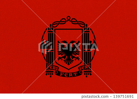 Albanian flag during the Italian protectorate 1939 1943 on fabric texture 139751691