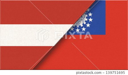 Austria and Myanmar flags as a symbol of cooperation and partnership 139751695