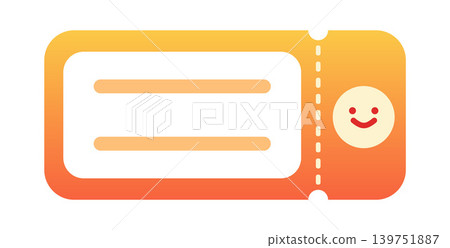 Vector template of a tear-off ticket or voucher with rounded corners on a white background. Features a warm orange-to-yellow gradient, a blank text area with placeholder lines, a dotted perforation li Vector template of a tear-off ticket or voucher with rounded corners on a white background. Features a warm orange-to-yellow gradient, a blank text area with placeholder lines, a dotted perforation li 139751887