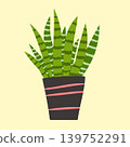 Minimal flat illustration of a striped snake plant in a decorative pot. Modern houseplant design with simple geometric shapes and soft colors 139752291