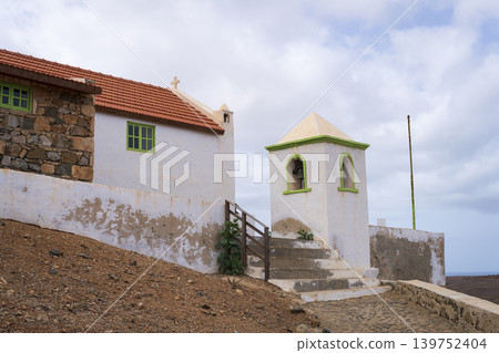 Side shot of Nossa Senhora da Conceicao church close up in Boa Vista island 139752404