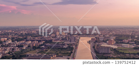 Panoramic view of the city of Ravenna at sunset Panoramic view of the city of Ravenna at sunset 139752412