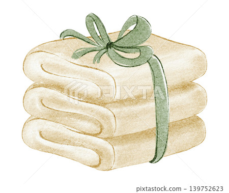 Towels Illustration Watercolor Hand Painted Towels Illustration Watercolor Hand Painted 139752623