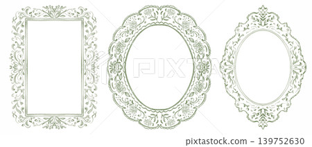 Vintage Frame Design Illustration Watercolor Hand Painted 139752630