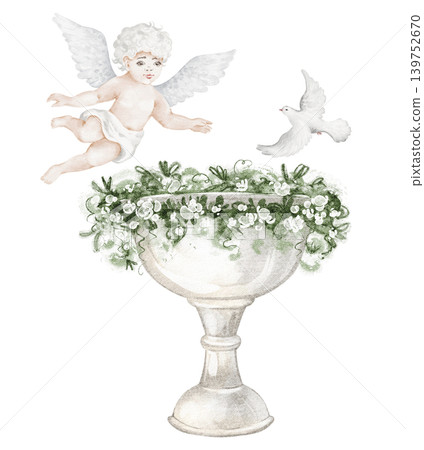 Baptism Illustration Watercolor Hand Painted Baptism Illustration Watercolor Hand Painted 139752670