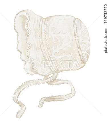 Baby Bonnet Illustration watercolor hand painted Baby Bonnet Illustration watercolor hand painted 139752750