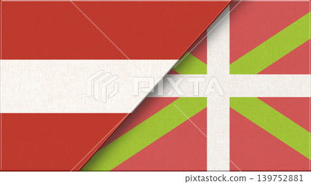 Double Flag of Austria and Basque Country on Fabric Texture Double Flag of Austria and Basque Country on Fabric Texture 139752881
