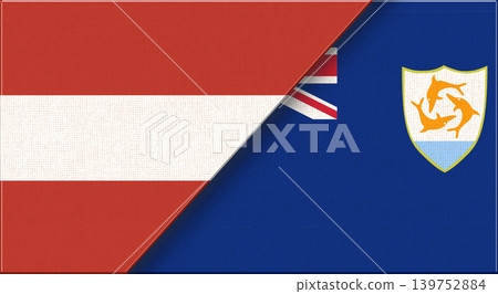 Flags of Austria and Anguilla. Austrian and Anguilla National flags on Fabric 139752884