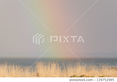 A rainbow over the sea at Notsuke Peninsula 139752995