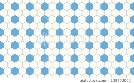 Blue and cream color hexagon seamless vector pattern, Soccer ball geometric surface repeat, Football sport honeycomb design 139753063