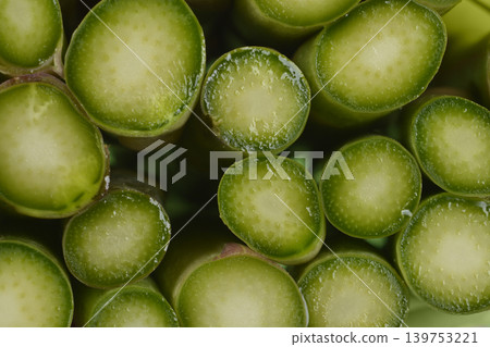 Cross Section of Fresh Green Asparagus Stalks 139753221
