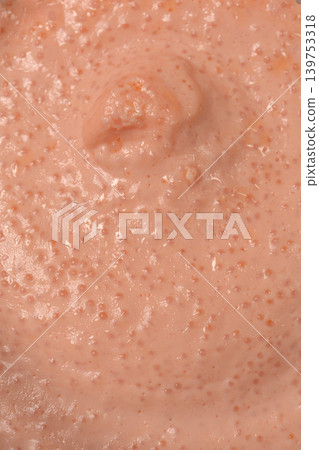 Macro shot of pink fish roe spread with salmon Macro shot of pink fish roe spread with salmon 139753318