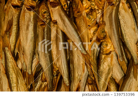 Fish yellow small herring sprat seafood fresh background sea food meal 139753396