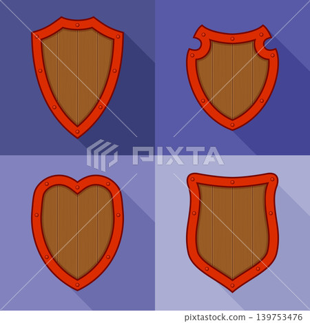 Collection of red shields with shadows Collection of red shields with shadows 139753476