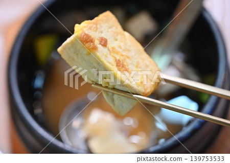Pan fried Tofu Side Dish Served in Traditional Korean food Pan fried Tofu Side Dish Served in Traditional Korean food 139753533