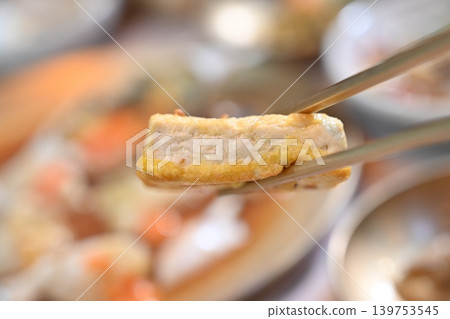 Pan fried Tofu Side Dish Served in Traditional Korean food Pan fried Tofu Side Dish Served in Traditional Korean food 139753545