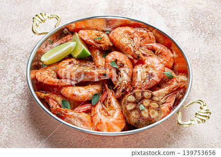 fried tiger prawns, with spices, homemade, top view, fried tiger prawns, with spices, homemade, top view, 139753656