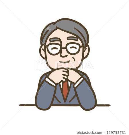 一位微笑的老年男性的插圖 | CEO、老闆、商人、顧問 139753781