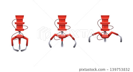 Claw machine crane. Gripper arm vending toy machines gift prize, grabber hook robot open hand metal grab arcade slot game tool toys automatic catcher, ingenious vector illustration Claw machine crane. Gripper arm vending toy machines gift prize, grabber hook robot open hand metal grab arcade slot game tool toys automatic catcher, ingenious vector illustration 139753832