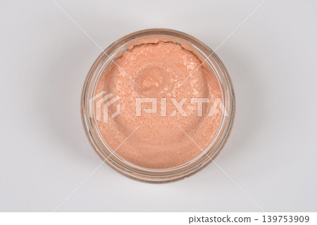 Fish roe spread with salmon in a glass jar Fish roe spread with salmon in a glass jar 139753909