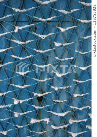 Snowy Blue Metal Wire Fence Snowy Blue Metal Wire Fence 139753928