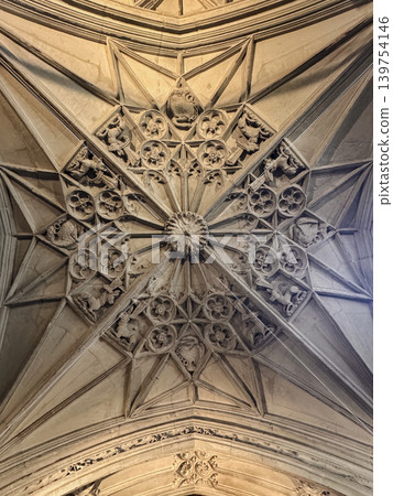 Ornate Gothic Vaulted Ceiling With Star Ribbing and Carved Floral Boss, Westminster Abbey, London Ornate Gothic Vaulted Ceiling With Star Ribbing and Carved Floral Boss, Westminster Abbey, London 139754146