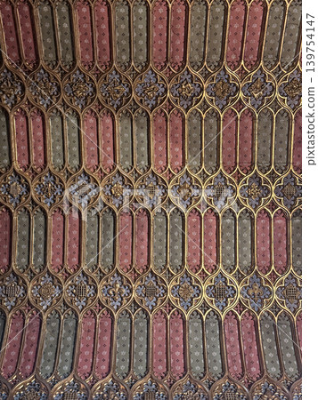 Ornate Gilded Ceiling Panels With Repeating Victorian Floral Pattern And Gold Filigree, Westminster Abbey, London Ornate Gilded Ceiling Panels With Repeating Victorian Floral Pattern And Gold Filigree, Westminster Abbey, London 139754147