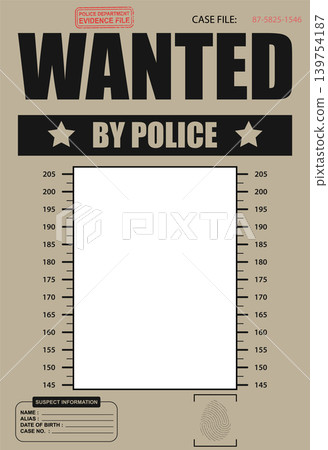 Wanted by police mugshot poster vector illustration with blank Wanted by police mugshot poster vector illustration with blank 139754187