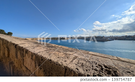 Panoramic view of the Grand Harbour from behind the wall 139754787