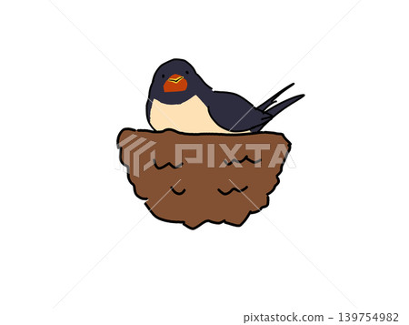 Swallows taking a rest in their nest Swallows taking a rest in their nest 139754982
