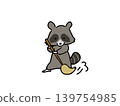 A raccoon sweeping the ground. 139754985