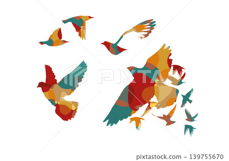 Set Abstraction of flying doves hand drawing. Not AI. Vector illustration Set Abstraction of flying doves hand drawing. Not AI. Vector illustration 139755670