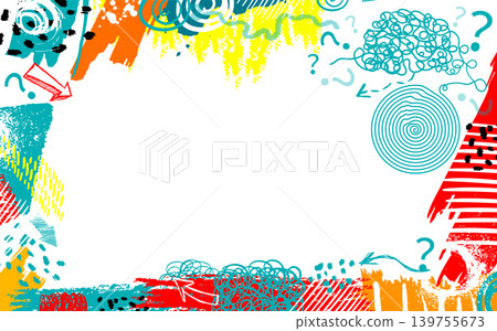 colored abstract frame of blots. Hand drawn. Not AI, vector illustration. colored abstract frame of blots. Hand drawn. Not AI, vector illustration. 139755673