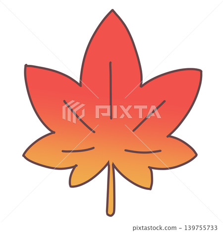 Cute red-to-orange gradient maple leaf autumn icon illustration Cute red-to-orange gradient maple leaf autumn icon illustration 139755733