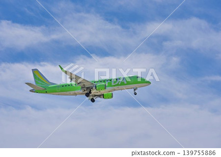 Blue sky over Sendai Airport, plane landing, Natori City, Miyagi Prefecture Blue sky over Sendai Airport, plane landing, Natori City, Miyagi Prefecture 139755886