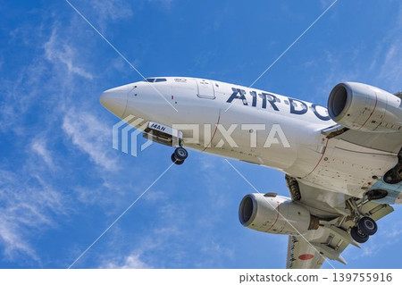 仙台機場上空藍天,飛機降落,宮城縣名取市 仙台機場上空藍天,飛機降落,宮城縣名取市 139755916