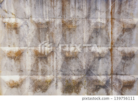 Rusted concrete panels. Aged surfaces with mold streaks. Textured concrete with rust and mold effects Rusted concrete panels. Aged surfaces with mold streaks. Textured concrete with rust and mold effects 139756111