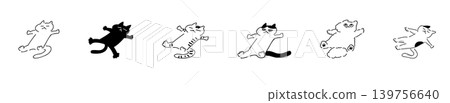 Lazy & Belly-up Cat | Line Drawing Lazy & Belly-up Cat | Line Drawing 139756640