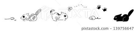Cats playing and targeting | Line drawing Cats playing and targeting | Line drawing 139756647