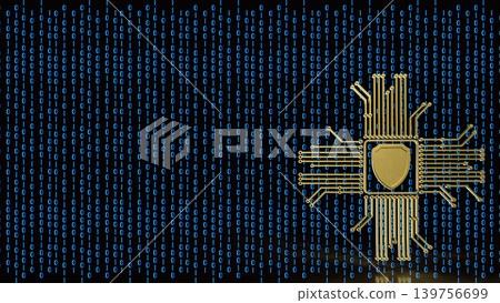 Digital Cyber Security Shield Circuit 3d render. Digital Cyber Security Shield Circuit 3d render. 139756699