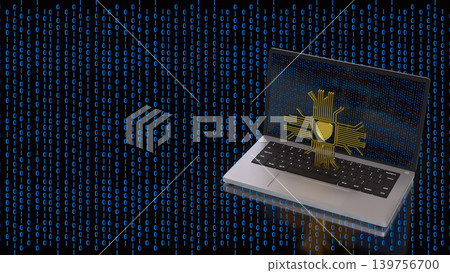 Digital Cyber Security Laptop Protection 3d render. Digital Cyber Security Laptop Protection 3d render. 139756700