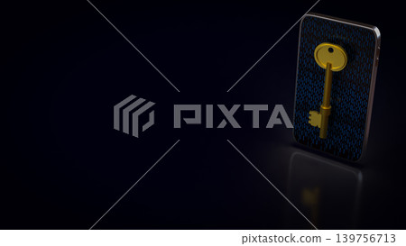 Secure Mobile Data Access Key 3d render. Secure Mobile Data Access Key 3d render. 139756713