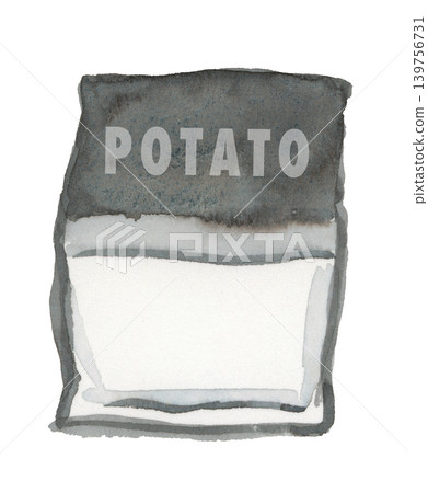 Black and white potato chips (hand-painted watercolor) 139756731