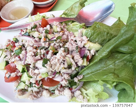 Delicious-looking Thai dish Larb Gai Delicious-looking Thai dish Larb Gai 139757047