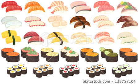 Sushi illustration set for a sushi restaurant Sushi illustration set for a sushi restaurant 139757104